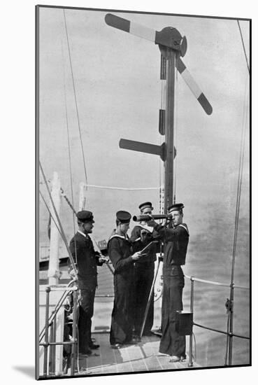 Signalling by Semaphore on Board HMS Camperdown, 1895-Gregory & Co-Mounted Giclee Print