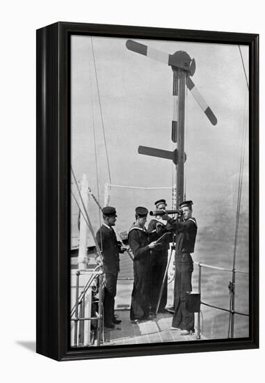 Signalling by Semaphore on Board HMS Camperdown, 1895-Gregory & Co-Framed Premier Image Canvas