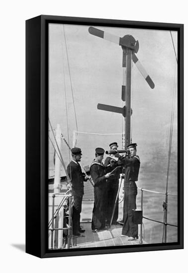 Signalling by Semaphore on Board HMS Camperdown, 1895-Gregory & Co-Framed Premier Image Canvas