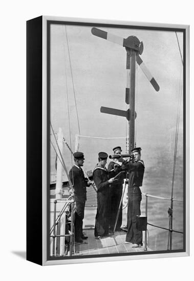 Signalling by Semaphore on Board HMS Camperdown, 1895-Gregory & Co-Framed Premier Image Canvas