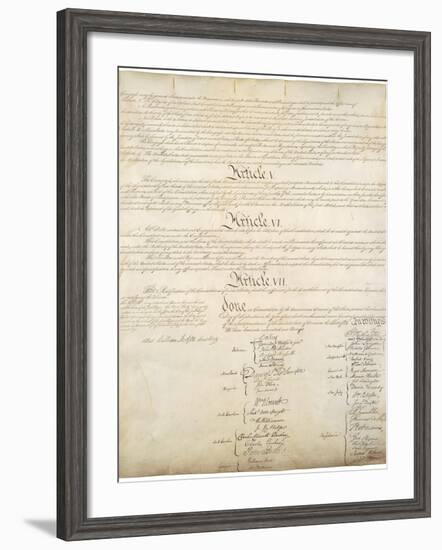 Signature Page of the Constitution of the United States of America, 1787-null-Framed Art Print