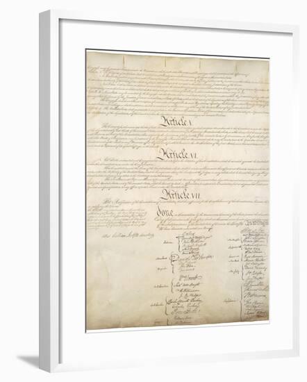 Signature Page of the Constitution of the United States of America, 1787-null-Framed Art Print