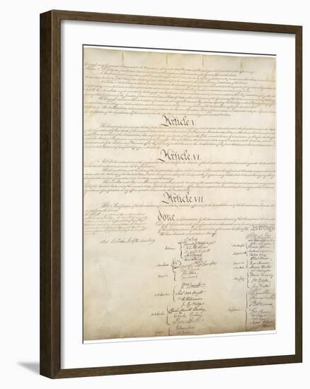 Signature Page of the Constitution of the United States of America, 1787-null-Framed Art Print