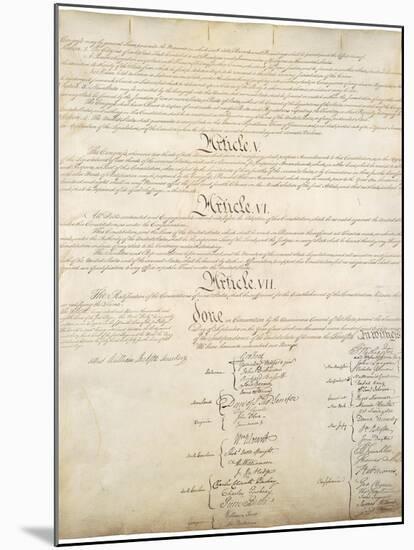 Signature Page of the Constitution of the United States of America, 1787-null-Mounted Art Print