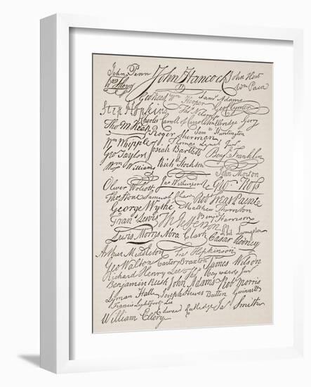 Signatures to the Declaration of Independence, 1776-American School-Framed Giclee Print