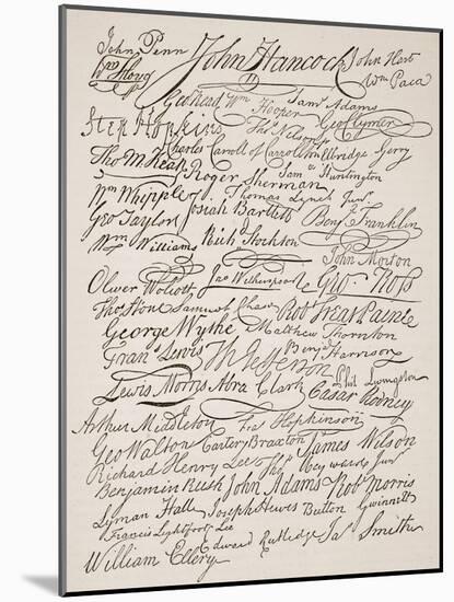 Signatures to the Declaration of Independence, 1776-American School-Mounted Giclee Print