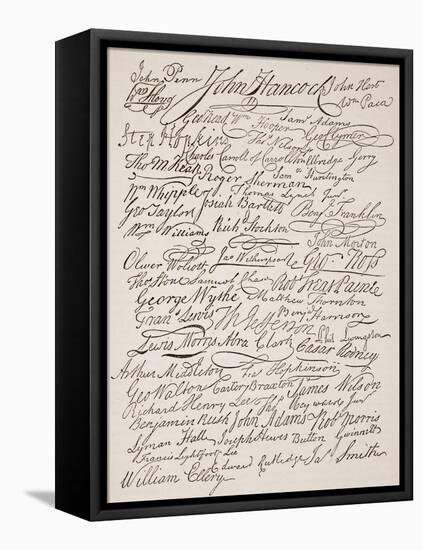 Signatures to the Declaration of Independence, 1776-American School-Framed Premier Image Canvas