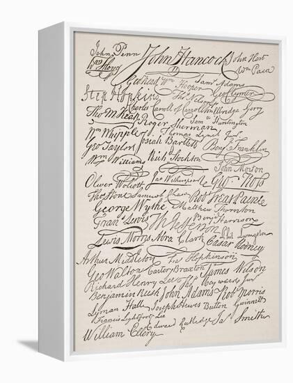 Signatures to the Declaration of Independence, 1776-American School-Framed Premier Image Canvas