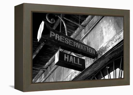 Signboard on a building, Preservation Hall, French Quarter, New Orleans, Louisiana, USA-null-Framed Premier Image Canvas