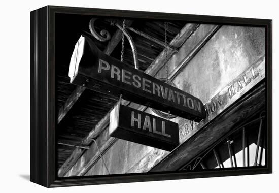 Signboard on a building, Preservation Hall, French Quarter, New Orleans, Louisiana, USA-null-Framed Premier Image Canvas