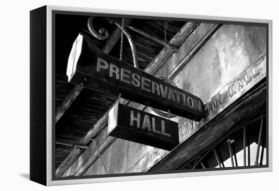Signboard on a building, Preservation Hall, French Quarter, New Orleans, Louisiana, USA-null-Framed Premier Image Canvas