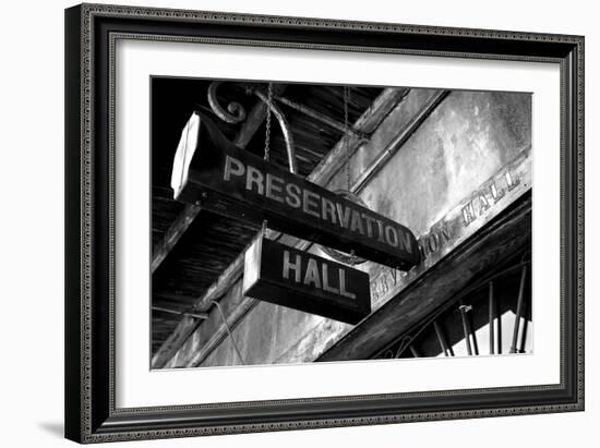 Signboard on a building, Preservation Hall, French Quarter, New Orleans, Louisiana, USA-null-Framed Photographic Print