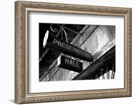 Signboard on a building, Preservation Hall, French Quarter, New Orleans, Louisiana, USA-null-Framed Photographic Print