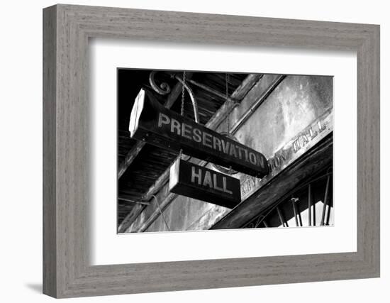 Signboard on a building, Preservation Hall, French Quarter, New Orleans, Louisiana, USA-null-Framed Photographic Print