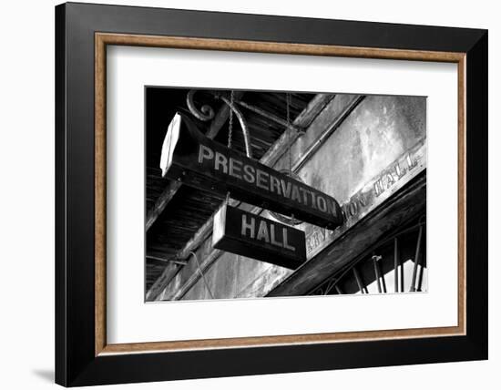 Signboard on a building, Preservation Hall, French Quarter, New Orleans, Louisiana, USA-null-Framed Photographic Print