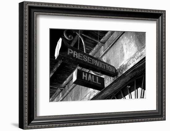 Signboard on a building, Preservation Hall, French Quarter, New Orleans, Louisiana, USA-null-Framed Photographic Print