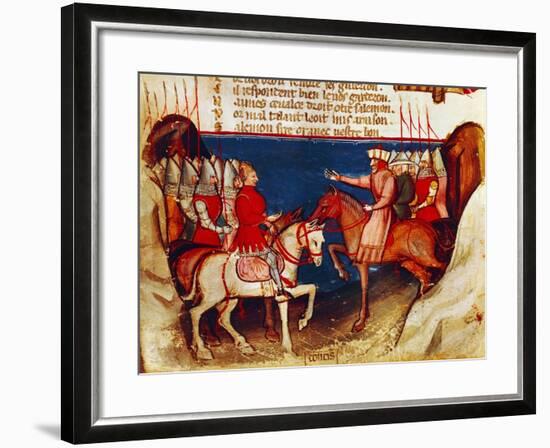 Signing of a Truce, Miniature from the Entree D'Espagne Manuscript-null-Framed Giclee Print