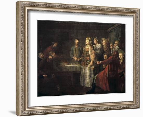 Signing of Marriage Contract-Mikhail Shibanov-Framed Art Print