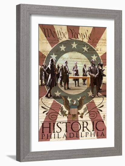 Signing of the Constitution - Philadelphia, Pennsylvania-Lantern Press-Framed Art Print