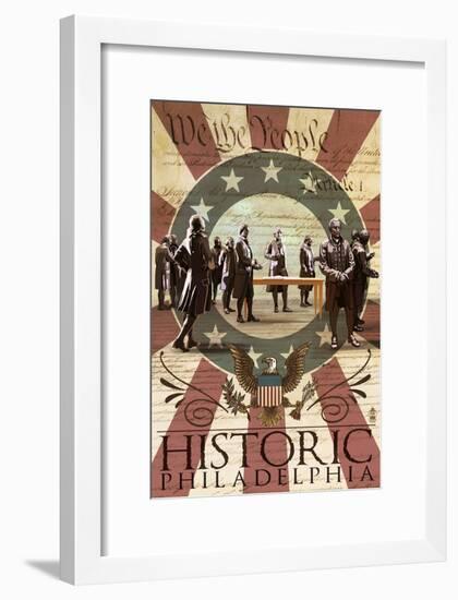 Signing of the Constitution - Philadelphia, Pennsylvania-Lantern Press-Framed Art Print