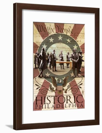 Signing of the Constitution - Philadelphia, Pennsylvania-Lantern Press-Framed Art Print