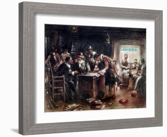 Signing of the Mayflower Compact-Edward Moran-Framed Giclee Print