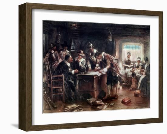 Signing of the Mayflower Compact-Edward Moran-Framed Giclee Print