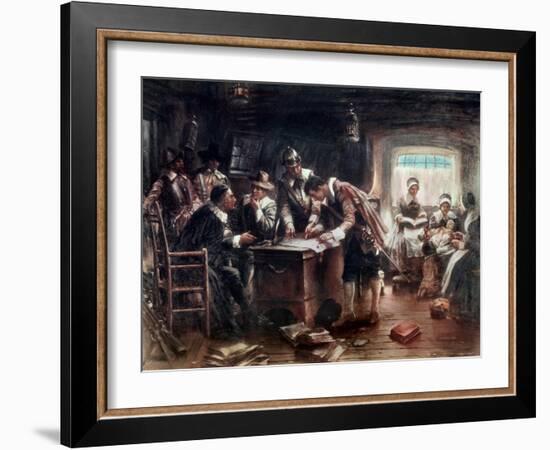 Signing of the Mayflower Compact-Edward Moran-Framed Giclee Print