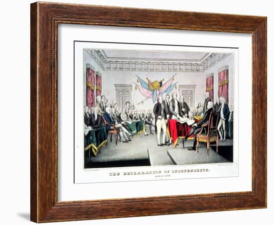 Signing the Declaration of Independence, July 4th, 1776 Engraved and Pub. by Nathaniel Currier…-John Trumbull-Framed Giclee Print