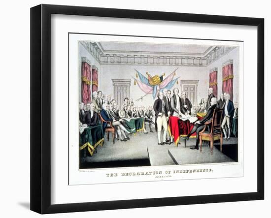 Signing the Declaration of Independence, July 4th, 1776 Engraved and Pub. by Nathaniel Currier…-John Trumbull-Framed Giclee Print