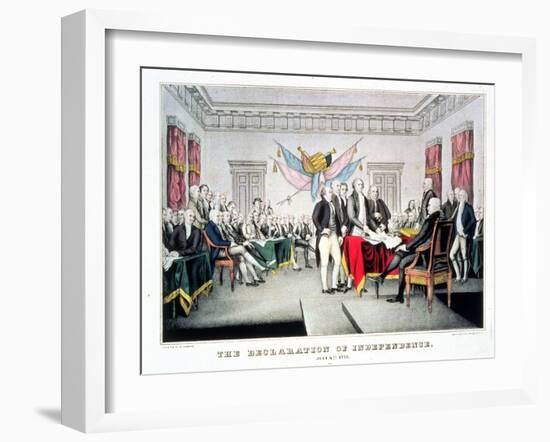 Signing the Declaration of Independence, July 4th, 1776 Engraved and Pub. by Nathaniel Currier…-John Trumbull-Framed Giclee Print