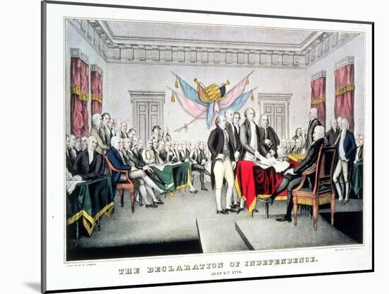 Signing the Declaration of Independence, July 4th, 1776 Engraved and Pub. by Nathaniel Currier…-John Trumbull-Mounted Giclee Print