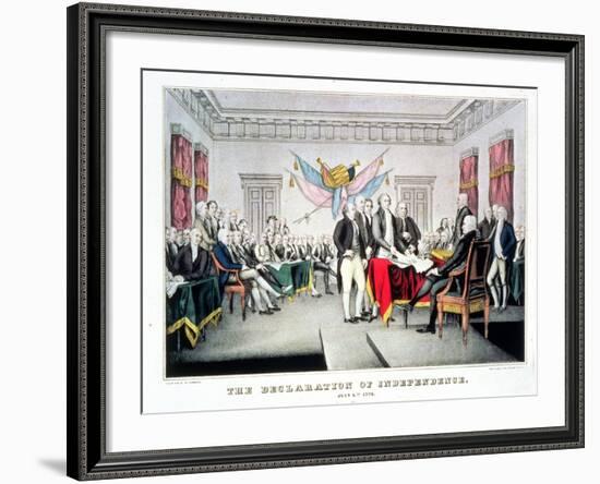 Signing the Declaration of Independence, July 4th, 1776 Engraved and Pub. by Nathaniel Currier…-John Trumbull-Framed Giclee Print