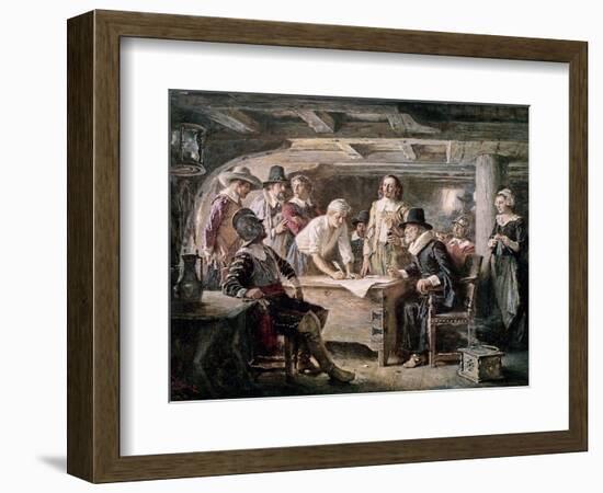 Signing the Mayflower Compact, 1620-Jean Leon Gerome Ferris-Framed Giclee Print