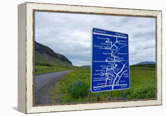 Signpost, Iceland, Golden Circle, Confusing-Catharina Lux-Framed Premier Image Canvas