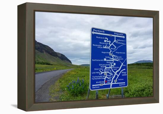 Signpost, Iceland, Golden Circle, Confusing-Catharina Lux-Framed Premier Image Canvas