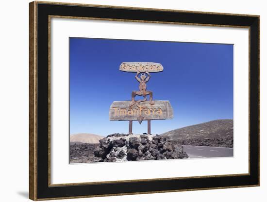 Signpost in the National Park Timanfaya, Lanzarote, Canary Islands, Spain-Markus Lange-Framed Photographic Print