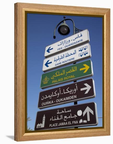 Signpost, Marrakesh, Morocco, North Africa, Africa-Frank Fell-Framed Premier Image Canvas