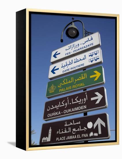 Signpost, Marrakesh, Morocco, North Africa, Africa-Frank Fell-Framed Premier Image Canvas