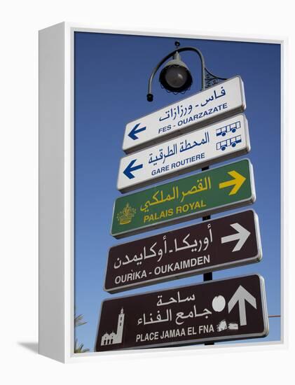 Signpost, Marrakesh, Morocco, North Africa, Africa-Frank Fell-Framed Premier Image Canvas