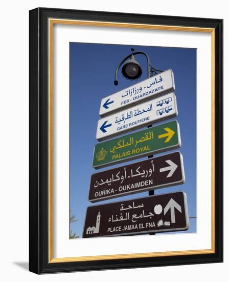 Signpost, Marrakesh, Morocco, North Africa, Africa-Frank Fell-Framed Photographic Print