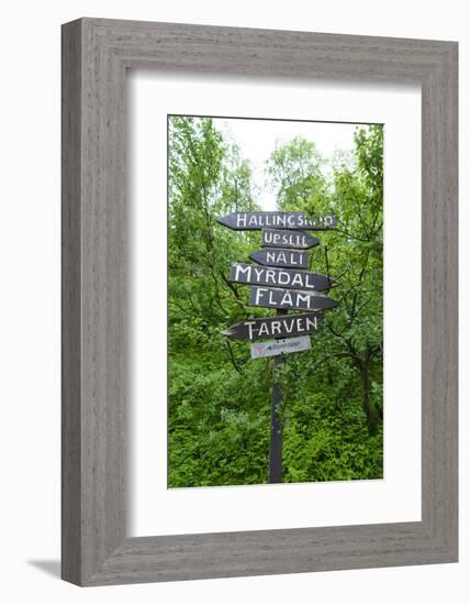 Signpost Near Flam, Norway, Scandinavia, Europe-Amanda Hall-Framed Photographic Print