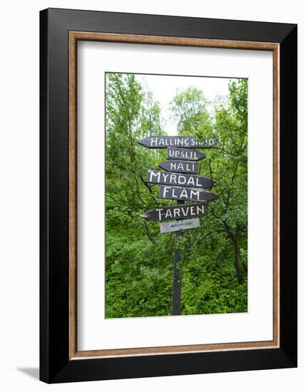 Signpost Near Flam, Norway, Scandinavia, Europe-Amanda Hall-Framed Photographic Print