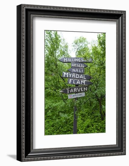 Signpost Near Flam, Norway, Scandinavia, Europe-Amanda Hall-Framed Photographic Print