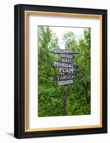 Signpost Near Flam, Norway, Scandinavia, Europe-Amanda Hall-Framed Photographic Print