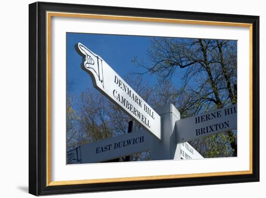 Signpost Showing the Way to Denmark Hill Camberwell London-Natalie Tepper-Framed Photo