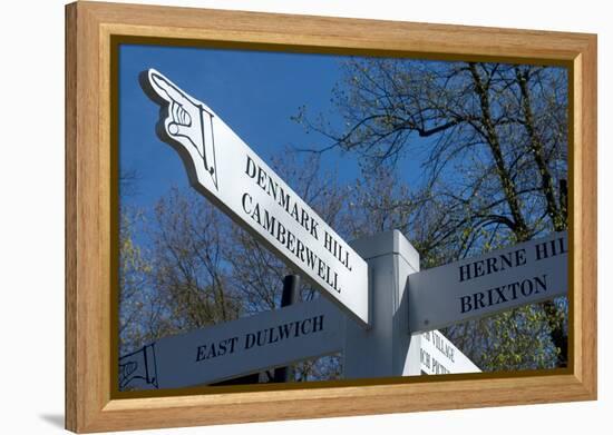 Signpost Showing the Way to Denmark Hill Camberwell London-Natalie Tepper-Framed Stretched Canvas