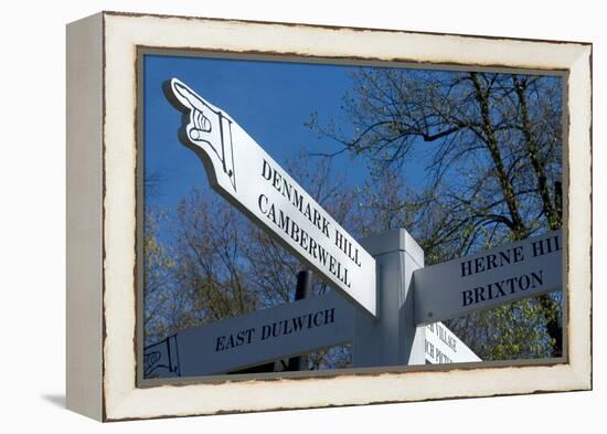 Signpost Showing the Way to Denmark Hill Camberwell London-Natalie Tepper-Framed Stretched Canvas