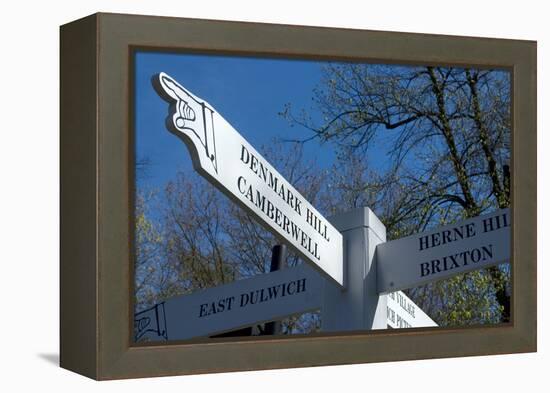 Signpost Showing the Way to Denmark Hill Camberwell London-Natalie Tepper-Framed Stretched Canvas