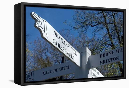 Signpost Showing the Way to Denmark Hill Camberwell London-Natalie Tepper-Framed Stretched Canvas